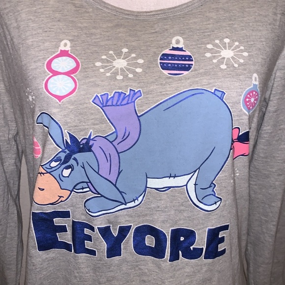 Disney Women’s Winnie The Pooh Eeyore long sleeve Pajama Top - Picture 2 of 6